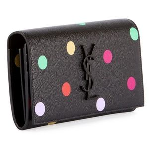YSL Monogram Polka-Dot Leather Wallet
